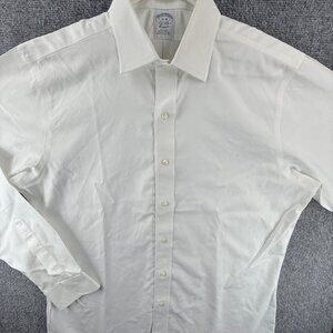 Brooks Brothers * Classic Non-Iron Point 16 35 All Cotton White Solid Business